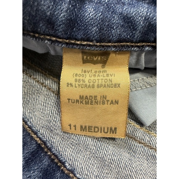 Levi's 524 Too Superlow Jeans Womens 11 Medium Blue Bootcut Distressed - Picture 10 of 11